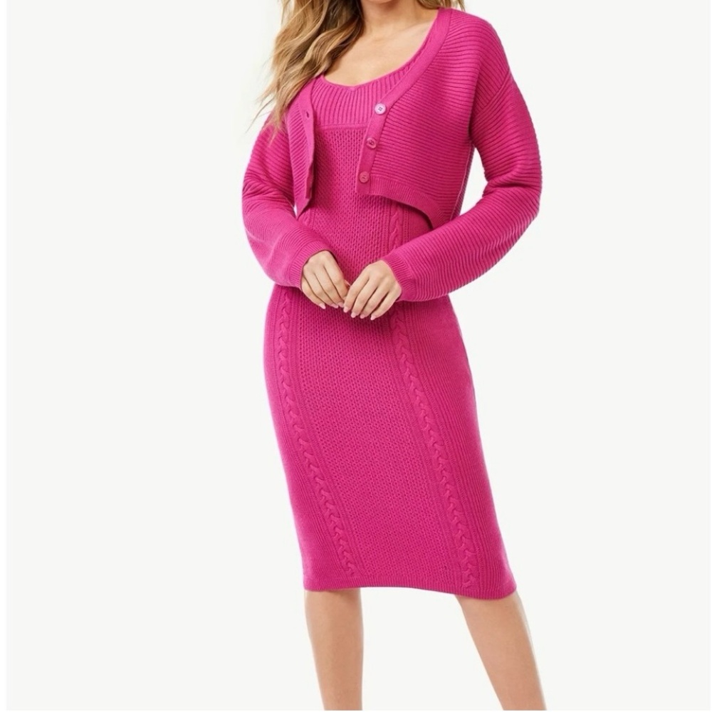 Sofia Vergara Cable Knit Maxi Tank Dress 
Cardigan Set